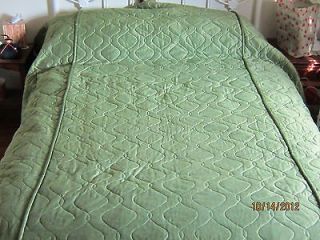   QUILTED TWIN BEDSPREAD 4 PLEATED CURTAIN DRAPE PANELS 60S 70S MOD