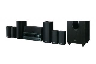 Onkyo HT SR800 7.1 Channel Home Theater System + 4 wood speaker stands 