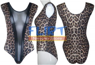 Womens Leopard Animal Print Mesh Insert Bodysuit Ladies Sexy Net Top 8 