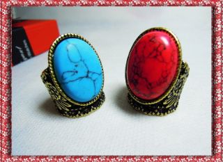   Turquoise stone royal stlye charming ladys ring,2colors in R0173