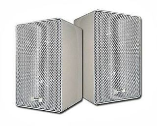 New Pair 200 Watt White 3 Way Bookshelf Home Speakers