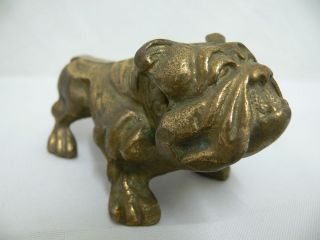 Vintage Solid Brass English Bulldog Figurine Dog Heavy Metal puppy 