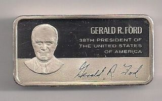 Gerald Ford 2.4 OZ 1000 Grains Silver Bar Franklin Mint