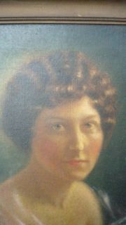 ANTIQUE OIL PAINTING Portrait of a Woman MAXFIELD PARRISH 1920s 
