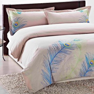 SPRINGTIME PEACOCK FEATHER KING SIZE 3 PIECE DUVET BED SET NEW