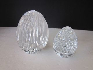 Lot of 2 Egg Shaped Clear Glass Paperweights France