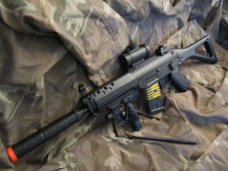 AEG Electric SIG Assault Rifle with Scope, Tactical Light, Laser 