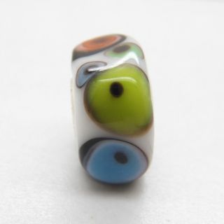   silver core Colourful Fish eyes square European charm bead WCY79
