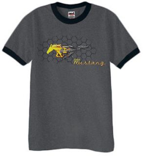   Pony dark gray Ringer t shirt classic honeycomb grill tee shirt