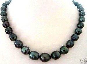 Newly listed NATURAL 8X9MM TAHITIAN RICE BLACK PEARL NECKLACE 18