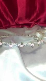   Wedding Crown~Greek Orthodox~LT PINK Rosebud Trim~Crystals~​Pearls