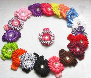 19 baby daisy flower hair clip bow crochet headband