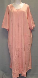   Size 5X French Terry Zip Robe with Patch Pockets Dreams & Co Peach