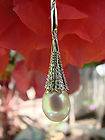   Pearl & Diamond Drop Pendant Necklace .925 Silver HEART NIB $400