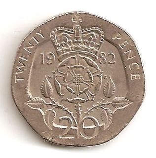 1982 20 pence coin