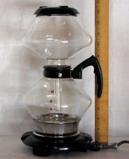   GENERAL ELECTRIC GLASS VACUUM COFFEE MAKER WITH HOT PLATE WARMER