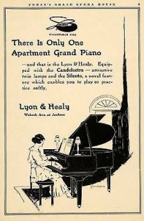 1920 Ad Lyon Healy Grand Piano Music Instrument Silento   ORIGINAL 