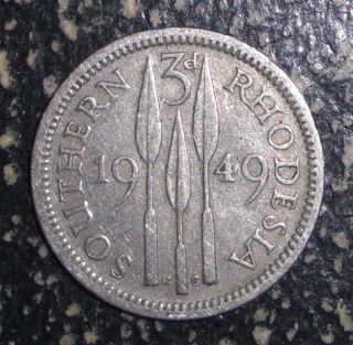 1949 Southern Rhodesia 3 pence, Three Spearheads coin
