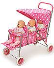 Pink White Polka Dots Triple Doll Stroller Made to Fit American Girl 