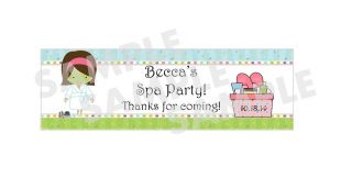   SLUMBER BIRTHDAY PARTY SALON SPA PARTY water bottle label wrappers