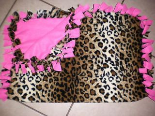   Leopard Print and Hot Pink Fleece Tie Baby Blanket So Cute & Soft