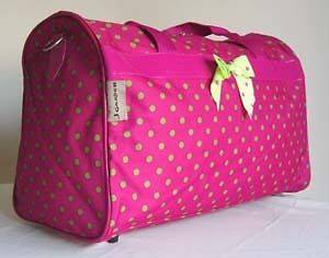 19Pink Duffel/Tote Bag Luggage Travel Green Polka Dots