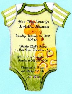   Baby Onesie Giraffe Personalized Baby Shower Invitations w/Envelopes