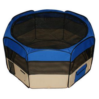   listed Portable 45 PET PUPPY DOG PLAYPEN EXERCISE PEN KENNEL Blue