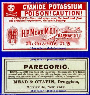 PAREGORIC OPIUM & POISON Antique Morrisville NY Pharmacy Medicine 