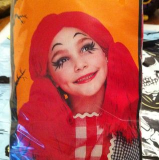 Red Rag Doll Wig Child New Raggedy Ann Andy Pippi Wendy Yarn Halloween 