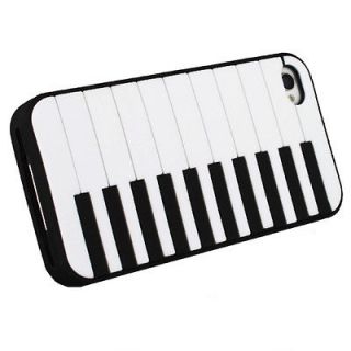 Black Piano Music Keys Silicone Gel Soft Case Cover for Apple iPhone 4 