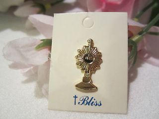 Vintage Gold ihs Sunburst Religious Pin ~maker BLISS w/ origjnal card 