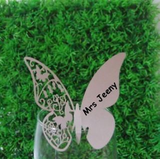 80xIovry Butterfly Name Place Cards,Wine Glass Card,Bomboniere Favor 