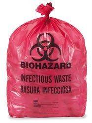 Biohazard Disposal Bags   Red Plastic   31 x 41   30 Gallon Size 