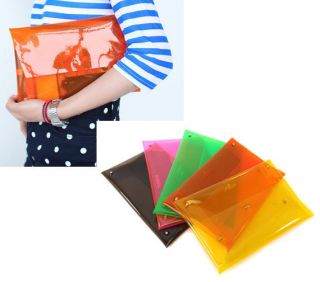   Colors Clear Plastic Jelly Clutch Bag,See Thru Beach Hand Bag Pouch