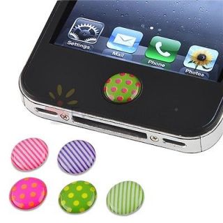 Cute 6pcs Dot/Strip Home Button Sticker For iPhone 3G 3GS 4 4S 5 5G 
