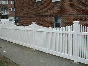72 Ft PVC VINYL Colonial Swoop Picket Fence 4X8 Package White w 