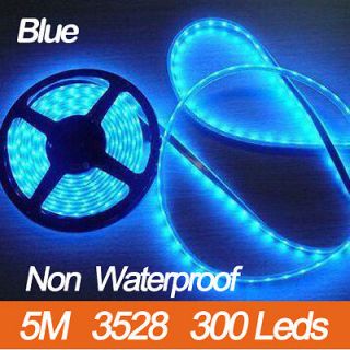  Blue 3528 5M 300 Leds SMD Flexible Strip Strings Lights 60Leds/M 12V