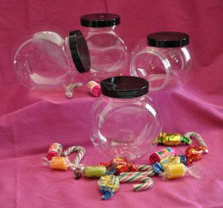 Empty Retro Style Clear Plastic Sweet/Cookie Jars With Screw Top Lid 