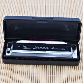 New Swan Harmonica 10 Holes G Key Silver with Case High Quality