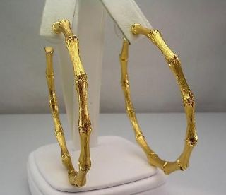   listed Kenneth Jay lane Bamboo Hoop earrings 2 1/4 goldtone PIERCED