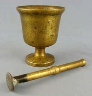   SOLID BRASS MEDICAL APOTHECARY HERB PILL MORTAR PESTLE GRINDER POUNDER