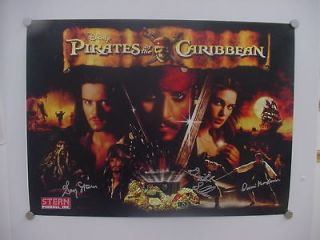 Pirates Of The Caribbean Pinball Machine Translite Autographed By 
