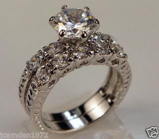 lab created Diamond ladies Celtic 5.04 CT wedding set Platinum Overlay 