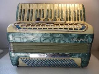 Sonic Blue Mother of Pearl Keyed Stradavox 120 bass Accordian 7/3 