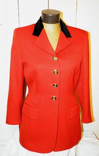 RALPH LAUREN Red Wool Blazer 10P~ English Fox Hunt Womens Jacket