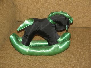 10 Black Green Rocking Horse Fabric Cloth Stuffed Animal Plush