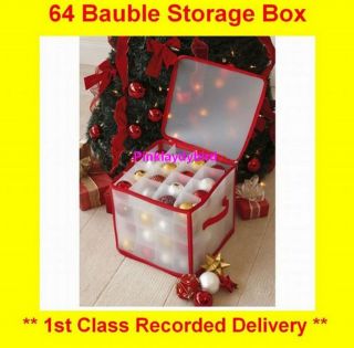   64 Baubles Xmas Christmas Tree Decorations Plastic Storage Box NEW