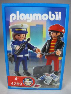 Playmobil Police Lady Figure with Thief Robber Bandit NIB 4269