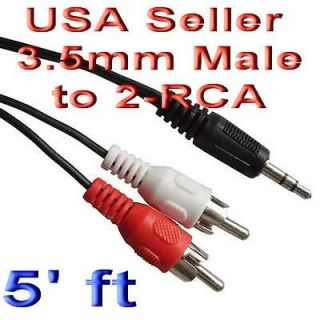 4X 10FT 3.5MM AUX RCA MALE PLUG AUDIO STEREO JACK BLACK CABLE IPHONE 